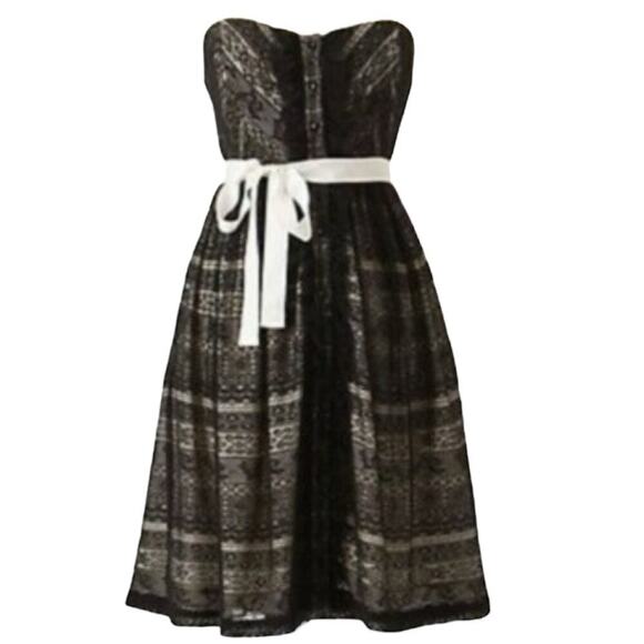 Anthropologie Moulinette Souers black lace strapless dress w/pockets, lined, 0 - Picture 2 of 14